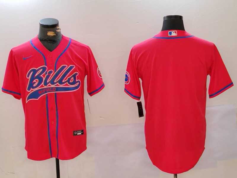 Men%27s Buffalo Bills Red Team Blank Cool Base Stitched Baseball Jersey